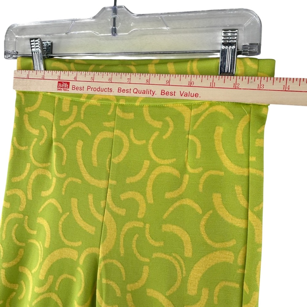 Zara Green Yellow Flared Jacquard Pull On Pant Womens Small 27x33.5 Boho Retro - Picture 2 of 10